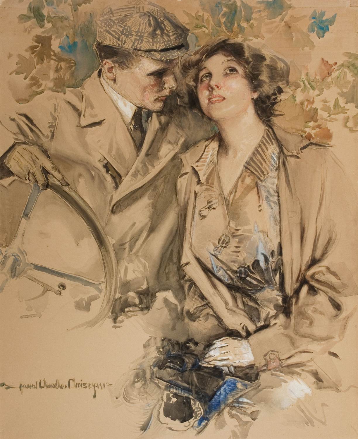 A Modern-Day Motoring Couple by Howard Chandler Christy, 1912